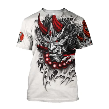 2023 новая футболка с 3D рисунком самурая, аниме, футболка Harajuku, свободный воротник, короткий рукав, уличная одежда в стиле сюрприз, мужской топ