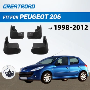 4шт Брызговики На Крыло Автомобиля Передние Задние Брызговики Брызговики Брызговики для Peugeot 206 1998-2012