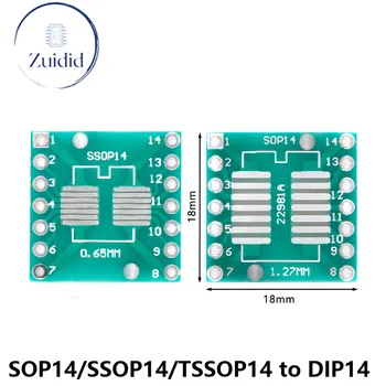 5 шт./лот SOP14/SSOP14/TSSOP14 для Поворота DIP DIP14 Pinboard SMD 2,54 мм Шаг штифта 0,65 мм/1,27 мм Переходная пластина печатной платы Плата передачи IC