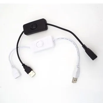 USB-кабель от мужчины к женщине с переключателем, удлинительный провод 28 см для линии питания вентилятора USB-лампы