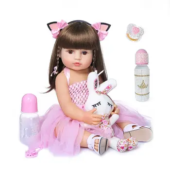 кукла NPK bebe 55 см, возрожденная девочка-малыш, розовая принцесса, игрушка baty, очень мягкая силиконовая кукла для всего тела