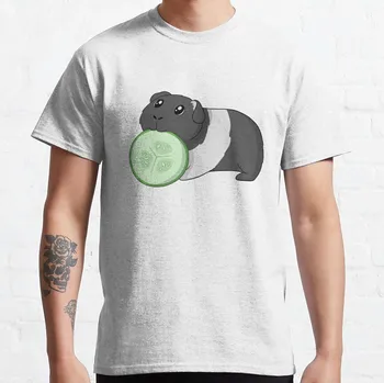 Морская свинка ест огурец, футболка с коротким рукавом, футболки больших размеров, белые футболки для мальчиков