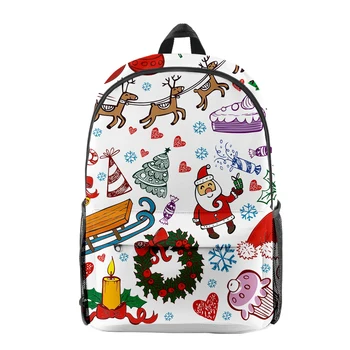 Мультяшная Новинка Классный Рождественский Рождественский подарок Студенческие рюкзаки для ноутбуков с 3D-принтом Оксфордские Водонепроницаемые дорожные сумки для мальчиков / девочек