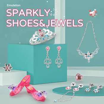 Нарядитесь в носимые туфли принцессы, ожерелье на высоких каблуках с кристаллами, Корона, мобильный телефон, детские украшения, Игрушки, подарок на день рождения