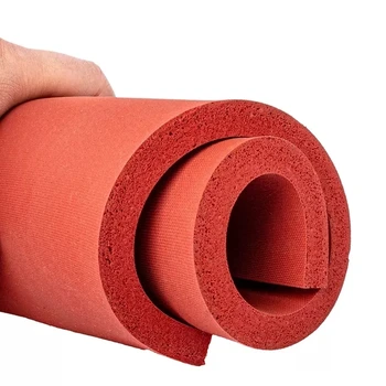 Термостойкая силиконовая губка из вспененного каучука, текстура, высокотемпературный пресс, красный