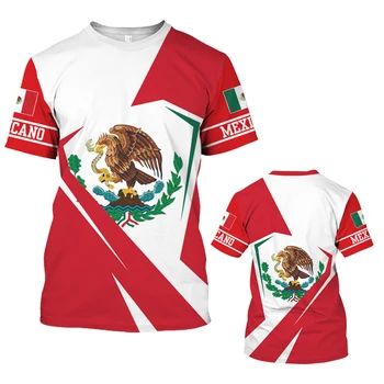 Футболка с Мексиканским Флагом в стиле Ретро Оверсайз Для Мужчин 2023, Мужская Футболка, Летняя мода, Короткий Рукав, Уличный Топ, Уличная футболка На Каждый день