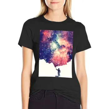 Футболка с рисунком вселенной (красочное негативное космическое искусство), летние топы, графическая футболка, корейская модная весенняя одежда для женщин 2023 г.
