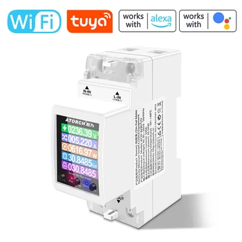 Tuya Wifi Smart Power Meter 1P Монитор Мощности Электроэнергии DIN-Рейка 3 Режима Тарификации Электроэнергии Счетчик Электроэнергии Для Alexa Google Home 3