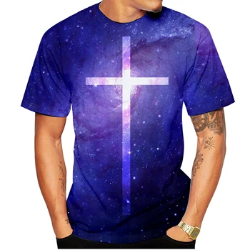 Новая модная летняя мужская футболка с крестом/для женщин, 3D мужская футболка с христианским крестом и Иисусом 3