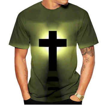 Новая модная летняя мужская футболка с крестом/для женщин, 3D мужская футболка с христианским крестом и Иисусом 4