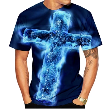 Новая модная летняя мужская футболка с крестом/для женщин, 3D мужская футболка с христианским крестом и Иисусом 5