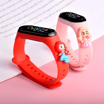 Электронные часы принцессы Диснея Эльзы Белоснежки со светодиодной подсветкой, спортивные водонепроницаемые сенсорные детские часы с куклами из мультфильмов и аниме, подарки на день рождения 5